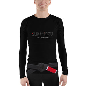 Men's Ranked BJJ or Surfing SurfJitsu Rash Guard - Black Belt on Black