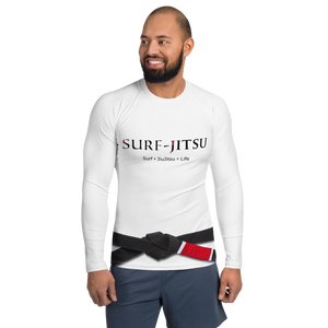 *Street Sports* Men's Ranked BJJ or Surfing SurfJitsu Rash Guard - Black Belt on White