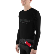 Load image into Gallery viewer, Men&#39;s Ranked BJJ or Surfing SurfJitsu Rash Guard - Black Belt on Black