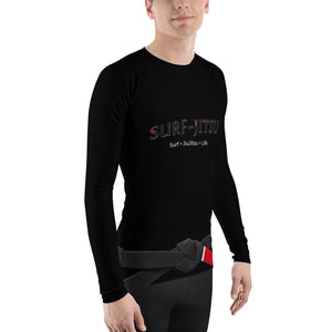 Men's Ranked BJJ or Surfing SurfJitsu Rash Guard - Black Belt on Black