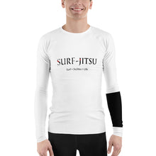 Load image into Gallery viewer, Men&#39;s Ranked BJJ or Surfing Surf-Jitsu Rash Guard - Black Belt on White