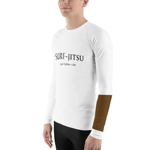Men's Ranked BJJ or Surfing Surf-Jitsu Rash Guard - Brown Belt on White
