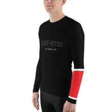 Load image into Gallery viewer, Men&#39;s Ranked BJJ or Surfing SurfJitsu Rash Guard - Black Belt on Black