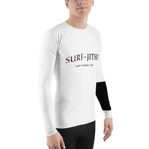 Men's Ranked BJJ or Surfing Surf-Jitsu Rash Guard - Black Belt on White