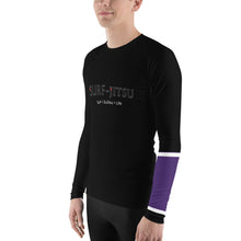 Load image into Gallery viewer, Men&#39;s Ranked BJJ or Surfing Surf-Jitsu Rash Guard - Purple Belt on Black