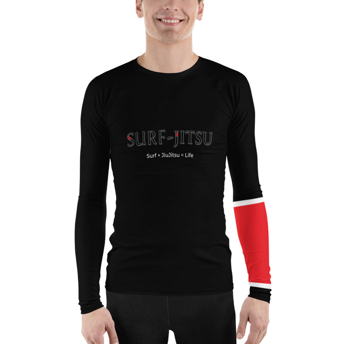 Men's Ranked BJJ or Surfing SurfJitsu Rash Guard - Black Belt on Black